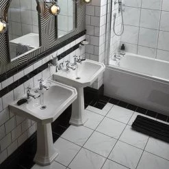 Heritage - Granley Deco 2TH Basin & Pedestal -Wall Hung Basins Shop PGDW05 PGRW09 D2 460