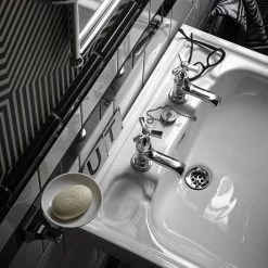 Heritage - Granley Deco 2TH Basin & Pedestal -Wall Hung Basins Shop PGDW05 PGRW09 D3 460