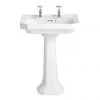 Heritage - Granley Deco 2TH Basin & Tall Pedestal -Wall Hung Basins Shop PGDW05 PGRW09 P