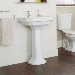 Heritage - Granley Deco 55cm 2TH Basin & Tall Pedestal -Wall Hung Basins Shop PGDW06 PGRW09 D2 460 1