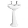 Heritage - Granley Deco 2TH Cloakroom Basin & Tall Pedestal -Wall Hung Basins Shop PGDW07 PGRW09 P