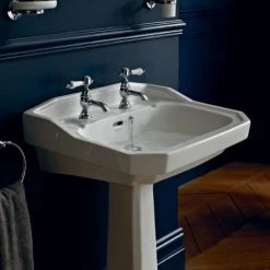 Heritage - Granley Standard Basin & Pedestal - Various Tap Hole Options -Wall Hung Basins Shop PGRW051 PGRW09 D1 460