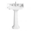 Heritage - Dorchester Square Basin & Pedestal - 2 or 3 Tap Hole Options -Wall Hung Basins Shop PVEW05 PVEW09 P