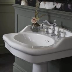 Heritage - New Victoria 3TH Standard Basin & Pedestal -Wall Hung Basins Shop PVEW063 PVEW10 D4 460