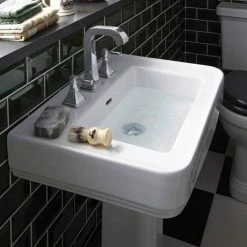 Heritage Wynwood 600mm Standard Basin & Pedestal - Various Tap Hole Options -Wall Hung Basins Shop PWYW051 PWYW09 D1 460