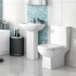 Nuie Asselby 1 Tap Hole Ceramic Basin + Pedestal Set -Wall Hung Basins Shop Premier Asselby 1 Tap Hole Ceramic Basin Pedestal Set n d2 460