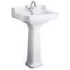 Nuie Carlton 1 Tap Hole Traditional Basin + Pedestal (Various Size Options)