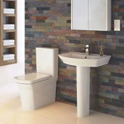 Nuie Clara Basin & Full Pedestal - 1 Tap Hole -Wall Hung Basins Shop Premier Clara Basin Full Pedestal n d1 460