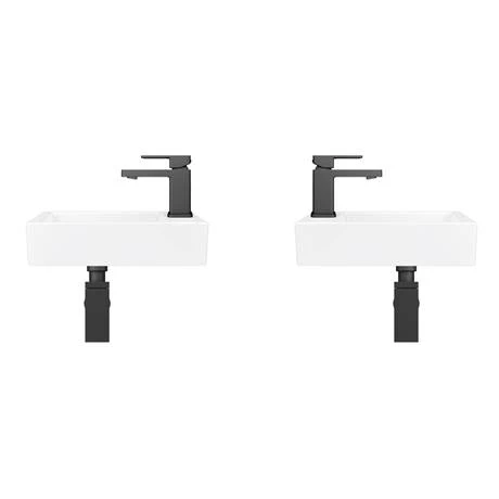 Rondo Double Wall Hung Basin Package with Matt Black Square Taps + Bottle Traps 4 Rondo Double Wall Hung Basin Package with Matt Black Square Taps + Bottle Traps - Image 2