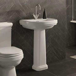 Burlington Riviera 650mm D-Shape Basin + Full Pedestal