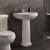 Burlington Riviera 580mm D-Shape Basin + Full Pedestal -Wall Hung Basins Shop RIV3 1TH RIV6 P