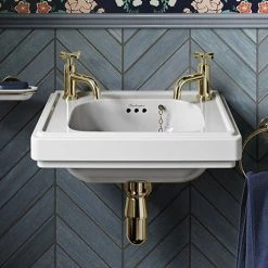 Burlington Riviera 450mm 2TH Wall Hung Cloakroom Basin