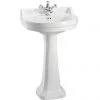 Burlington Edwardian Round Medium Basin and Regal Pedestal - Various Tap Hole Options