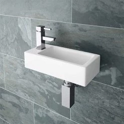 Rondo Wall Hung Small Cloakroom Basin 1TH - 365 x 180mm