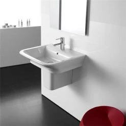 Roca - The Gap 550mm 1 tap hole basin with semi pedestal -Wall Hung Basins Shop Roca The Gap 550mm 1 tap hole basin with semi pedestal D2 375
