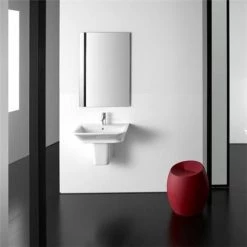 Roca - The Gap 650mm 1 tap hole basin with semi pedestal -Wall Hung Basins Shop Roca The Gap 650mm 1 tap hole basin with semi pedestal d3 375