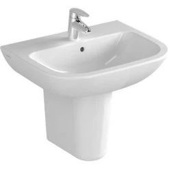 VitrA - S20 Wall Mounted Basin and Half Pedestal - 1 Tap Hole - 5 x Size Options