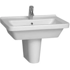 VitrA - S50 Square Washbasin & Half Pedestal - 1 Tap Hole - Various Size Options