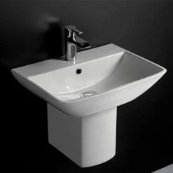 RAK Summit 50cm Basin 1TH with Half Pedestal -Wall Hung Basins Shop SUM 50BAS1 HPED D1 460