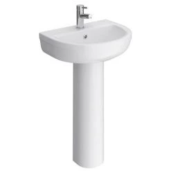 Sofia Modern Basin with Full Pedestal (1 Tap Hole - Various Sizes)