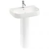 Britton Bathrooms Trim 600mm 1TH Basin with Full Pedestal -Wall Hung Basins Shop TR60FPED P
