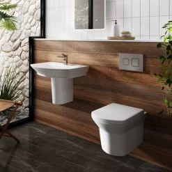 Hudson Reed Maya Basin 1TH + Semi Pedestal (3 Size Options) -Wall Hung Basins Shop UABSP d3 460