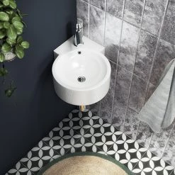 Othello Round Wall Hung Corner Basin 1TH - 310 x 440mm