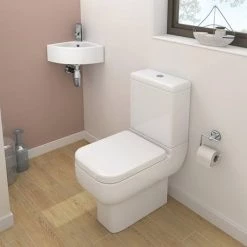 Bermuda Corner Cloakroom Basin 1TH - 335 x 335mm -Wall Hung Basins Shop VES067 d6 460