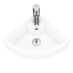 Bermuda Corner Cloakroom Basin 1TH - 335 x 335mm -Wall Hung Basins Shop VES067 new d2 460