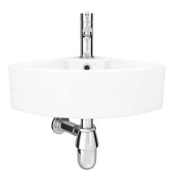 Bermuda Corner Cloakroom Basin 1TH - 335 x 335mm -Wall Hung Basins Shop VES067 new d3 460