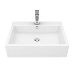 Kyoto Large Rectangular 600 x 460mm 1TH Wall Hung Basin -Wall Hung Basins Shop VES132 n d1 460