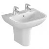 VitrA - S20 Wall Mounted Basin and Half Pedestal - 2 Tap Hole - 5 x Size Options -Wall Hung Basins Shop WALLHUNG BASIN 2TH LARGE