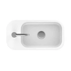 Crosswater Popolo 480 x 250mm (1TH) Wall Hung Cloakroom Basin - White Gloss -Wall Hung Basins Shop WM4825SCW detail01 460