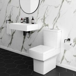 Arezzo 500mm Wall Mounted / Countertop Stone Resin Basin with Hidden Waste Cover -Wall Hung Basins Shop WMC5PMB d4 460