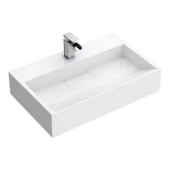 Arezzo 600mm Wall Mounted / Countertop Stone Resin Basin with Hidden Waste Cover 10 Arezzo 600mm Wall Mounted / Countertop Stone Resin Basin with Hidden Waste Cover -Wall Hung Basins Shop WMC6PMB d4 460