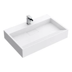 Arezzo 700mm Wall Mounted / Countertop Stone Resin Basin with Hidden Waste Cover -Wall Hung Basins Shop WMC7PMB d4 460