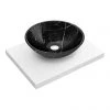 600 x 450mm White Shelf with Round Black Marble Basin -Wall Hung Basins Shop WSNM001 p