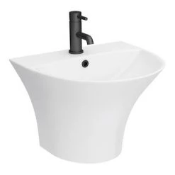Arezzo Curved Ceramic One Piece Wall Hung Basin 1TH - 540mm Wide -Wall Hung Basins Shop Z500M detail3 460